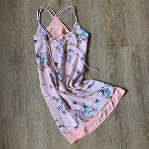 Le Lis floral stripe sleeveless lace up dress